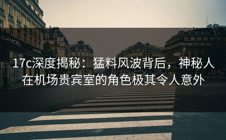 17c深度揭秘：猛料风波背后，神秘人在机场贵宾室的角色极其令人意外