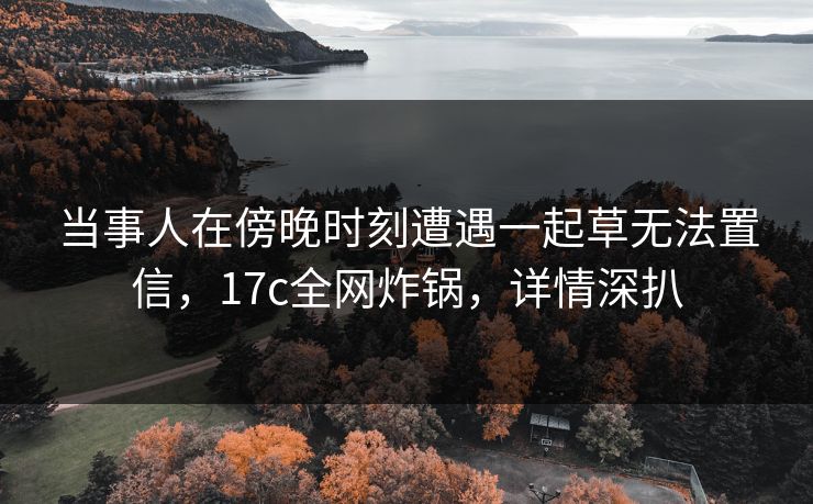 当事人在傍晚时刻遭遇一起草无法置信，17c全网炸锅，详情深扒