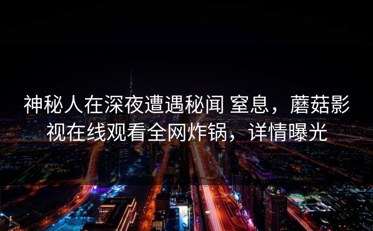 神秘人在深夜遭遇秘闻 窒息，蘑菇影视在线观看全网炸锅，详情曝光