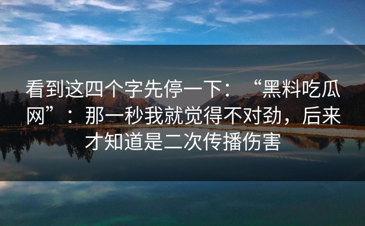 看到这四个字先停一下：“黑料吃瓜网”：那一秒我就觉得不对劲，后来才知道是二次传播伤害